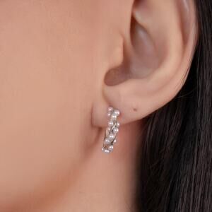 Sterling Silver Pearl Huggie Hoop Earrings: Dainty Minimalist Jewelry